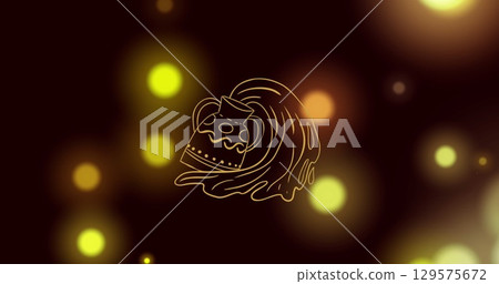 Image of pitcher and water of aquarius zodiac sign over colorful lens flares falling down 129575672
