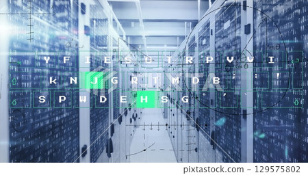 Image of letters and data processing over computer servers 129575802