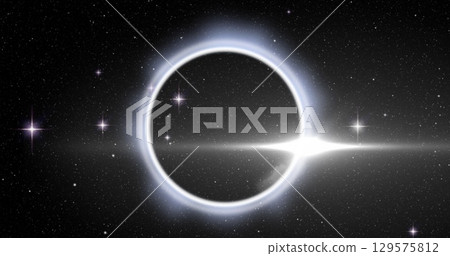 Image of neon circle over black background with lights Image of neon circle over black background with lights 129575812