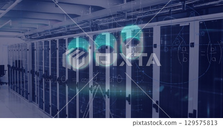 Image of neon circles over servers Image of neon circles over servers 129575813