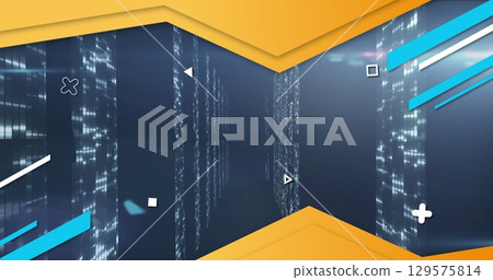 Image of abstract shapes and data processing over computer servers Image of abstract shapes and data processing over computer servers 129575814