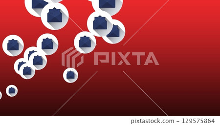 Image of envelopes over red background 129575864
