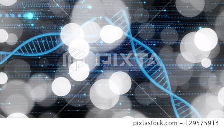 Image of dna strands over data processing 129575913