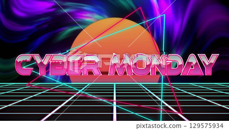 Image of cyber monday text over shapes 129575934