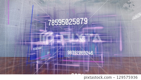 Image of data processing over shapes Image of data processing over shapes 129575936
