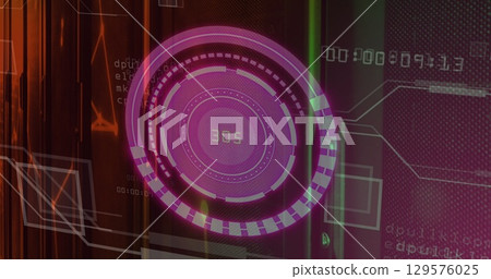 Image of scope scanning with data processing over server room 129576025