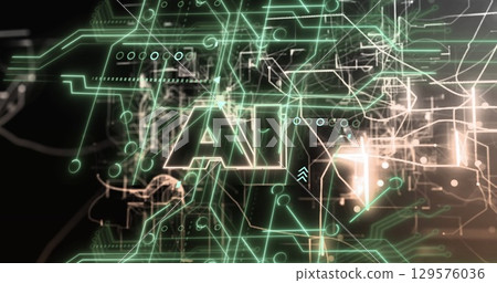 Image of ai text over data processing 129576036