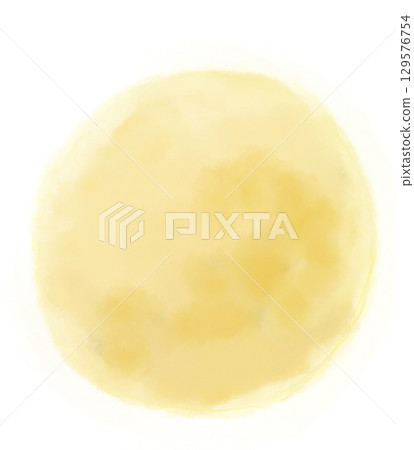 Watercolor illustration of a golden moon-like circle Watercolor illustration of a golden moon-like circle 129576754
