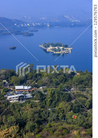 Jagmandir Island Palace as seen from Machala Magura Hill 129576763