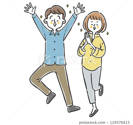 幸福的情侶全身向量 129576815