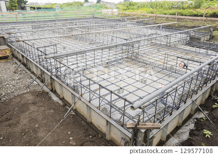 Foundation before pouring reinforced concrete Reinforcement work 129577108