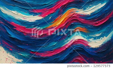 Colorful oil painting style abstract art background flowing like waves 129577373