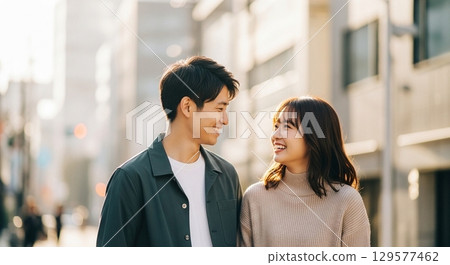 Young couple gazing at each other 129577462