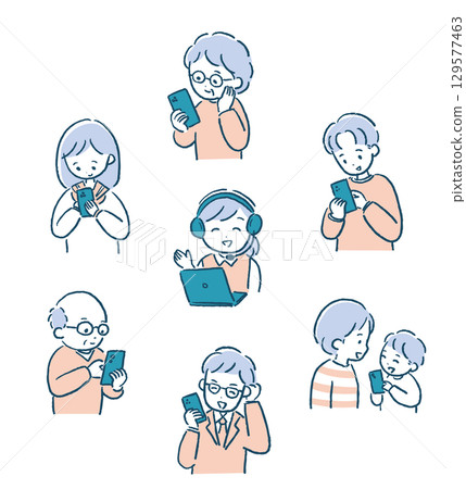 Smartphone, people and customer set 129577463