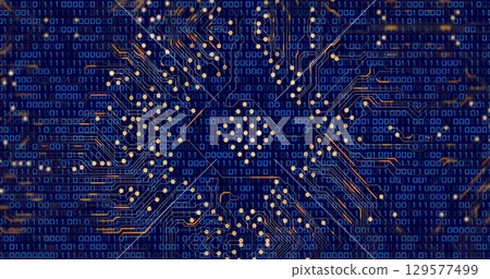 Image of computer circuit board over data processing 129577499