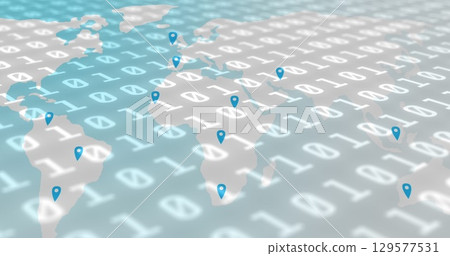 Image of data processing over world map 129577531