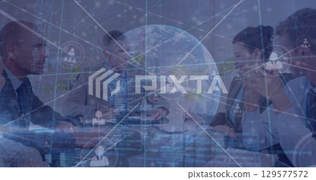 Image of network of connections over diverse students network of connections network of connections Image of network of connections over diverse students network of connections network of connections 129577572