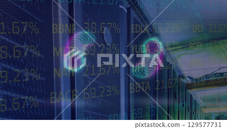 Image of circles over servers and financial data Image of circles over servers and financial data 129577731