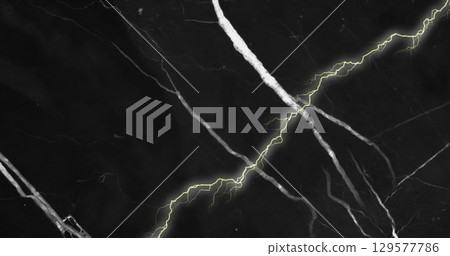 Image of yellow and white bolts of lightning in night sky Image of yellow and white bolts of lightning in night sky 129577786