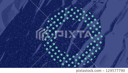 Image of blue polka dot ring over moving blue textured background 129577790