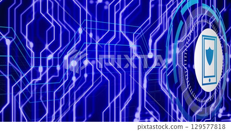 Image of smartphone with shield over network of connections Image of smartphone with shield over network of connections 129577818