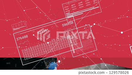 Image of network of connections over data processing Image of network of connections over data processing 129578026