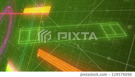 Image of network of connections over data processing grid Image of network of connections over data processing grid 129578098