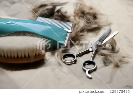 Self-cut dog hair at home and grooming supplies 129578455