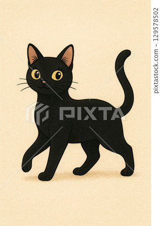 Black cat walking 129578502