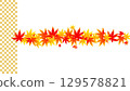 Autumn leaves and gold plaid background illustration 129578821
