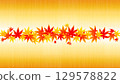 Autumn leaves and shining gold metal-style background illustration 129578822
