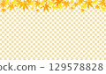 Autumn leaves and gold plaid background illustration 129578828