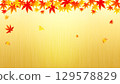 Autumn leaves and shining gold metal-style background illustration 129578829