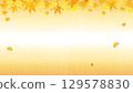 Autumn leaves and shining gold metal-style background illustration 129578830