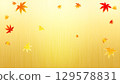 Autumn leaves and shining gold metal-style background illustration 129578831