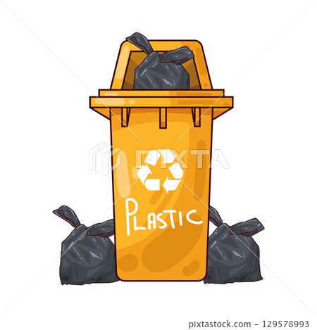 illustration of recycling bin with plastic bags illustration of recycling bin with plastic bags 129578993