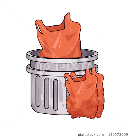 illustration of trash can with trash bags 129578999