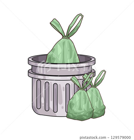 illustration of trash can with trash bags illustration of trash can with trash bags 129579000