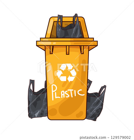 illustration of recycling bin with plastic bags illustration of recycling bin with plastic bags 129579002