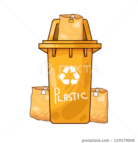 illustration of recycling bin with plastic bags illustration of recycling bin with plastic bags 129579006
