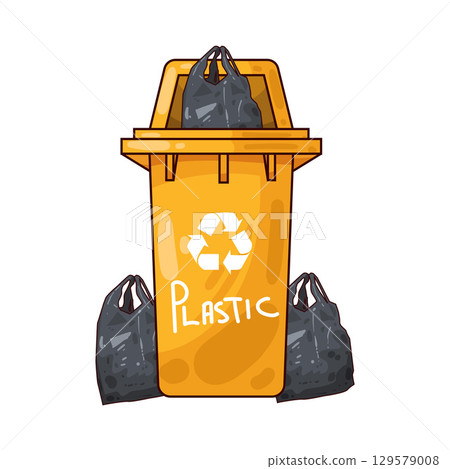 illustration of recycling bin with plastic bags 129579008