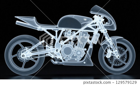 X-ray of a motorcycle, monochrome 129579129