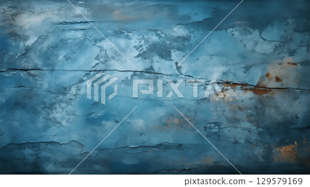 blue background.  Closeup of abstract rough blue and white art painting texture 129579169