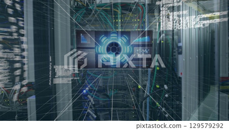 Image of data processing over server room 129579292