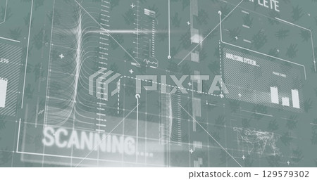 Image of bar graphs with finance data processing on digital interface 129579302