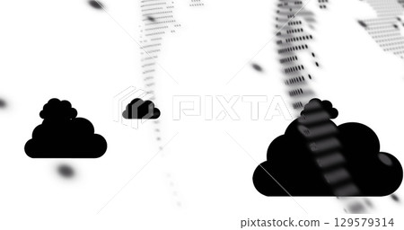 Image of globe over clouds on white background 129579314
