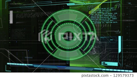 Image of green circle with data over servers 129579373