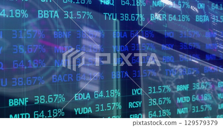Image of digital screen with financial data and graphs Image of digital screen with financial data and graphs 129579379