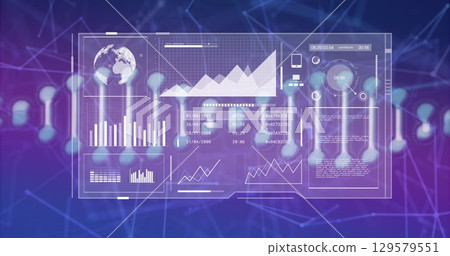 Image of dna strand over data processing 129579551