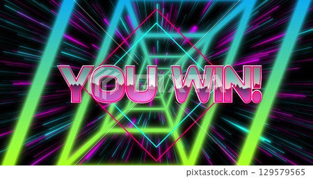 Image of you win text over shapes Image of you win text over shapes 129579565